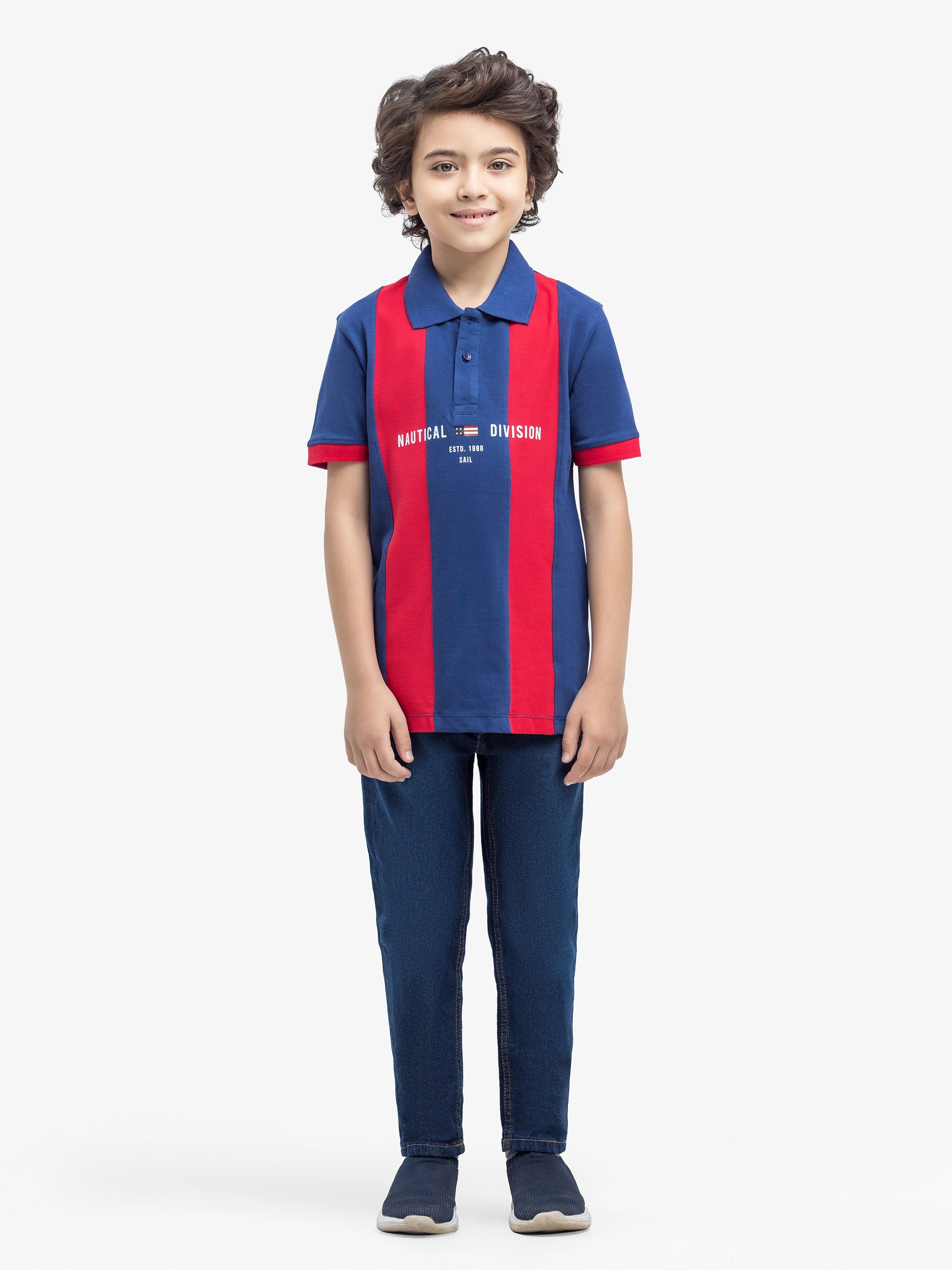 Boy's Red & Blue Polo Shirt - EBTPS24-005