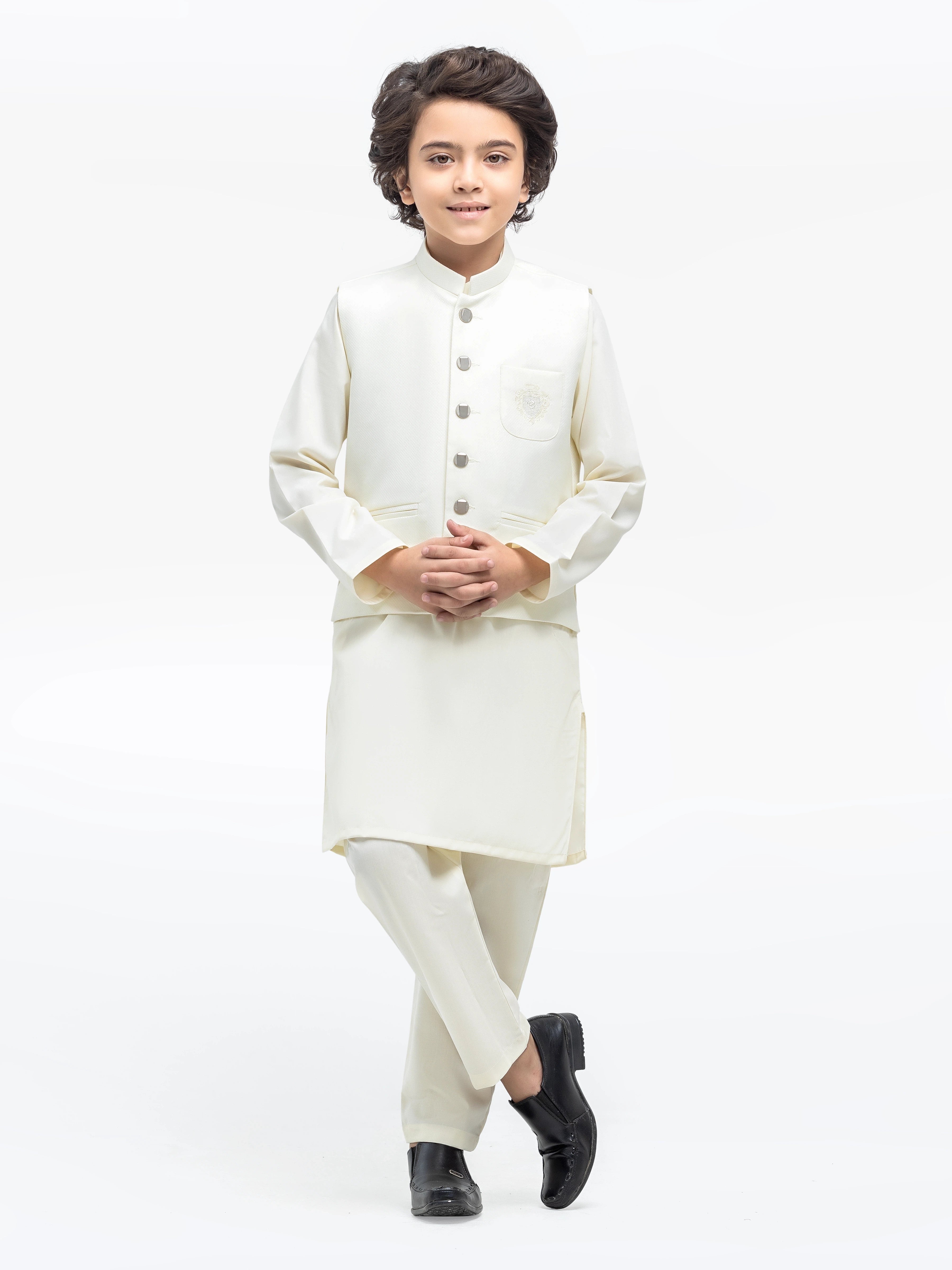 Boy's Cream Waist Coat Suit - EBTWCS5-25197