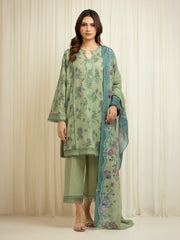 Unstitched Printed Zari Lawn Suit - EWU6M6-050-3P