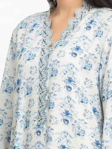 Pret 2Pc Embroidered Raw Silk Shirt Trouser - EWTKE24-81513ST