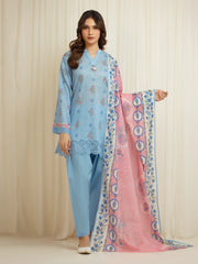 Unstitched  Printed Zari Lawn Suit - EWU6M6-052-3P