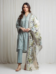 Printed Zari Lawn Suit - EWU6M6-093-3P