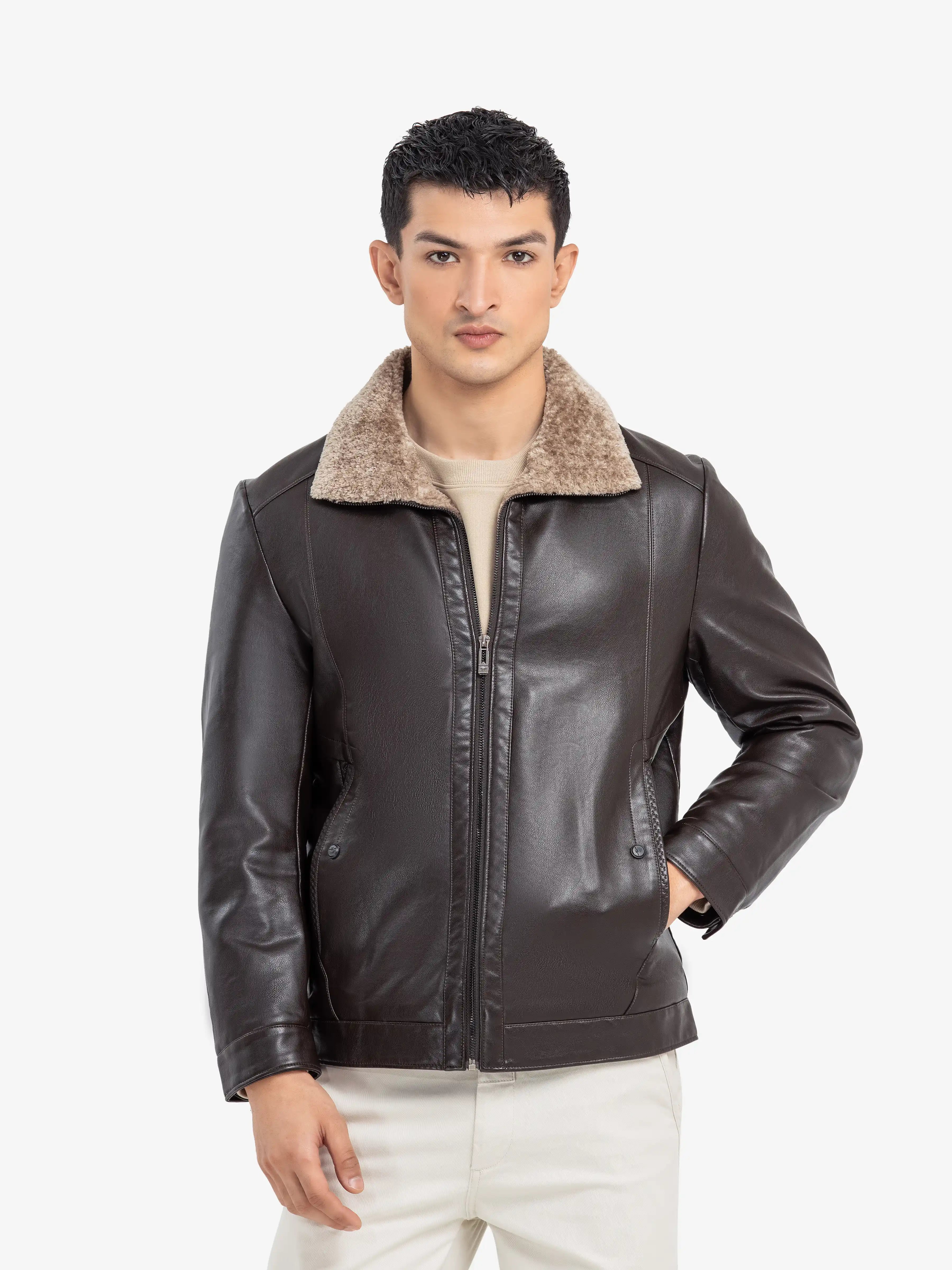 Men's Dark Brown Jacket - EMTJ24-023