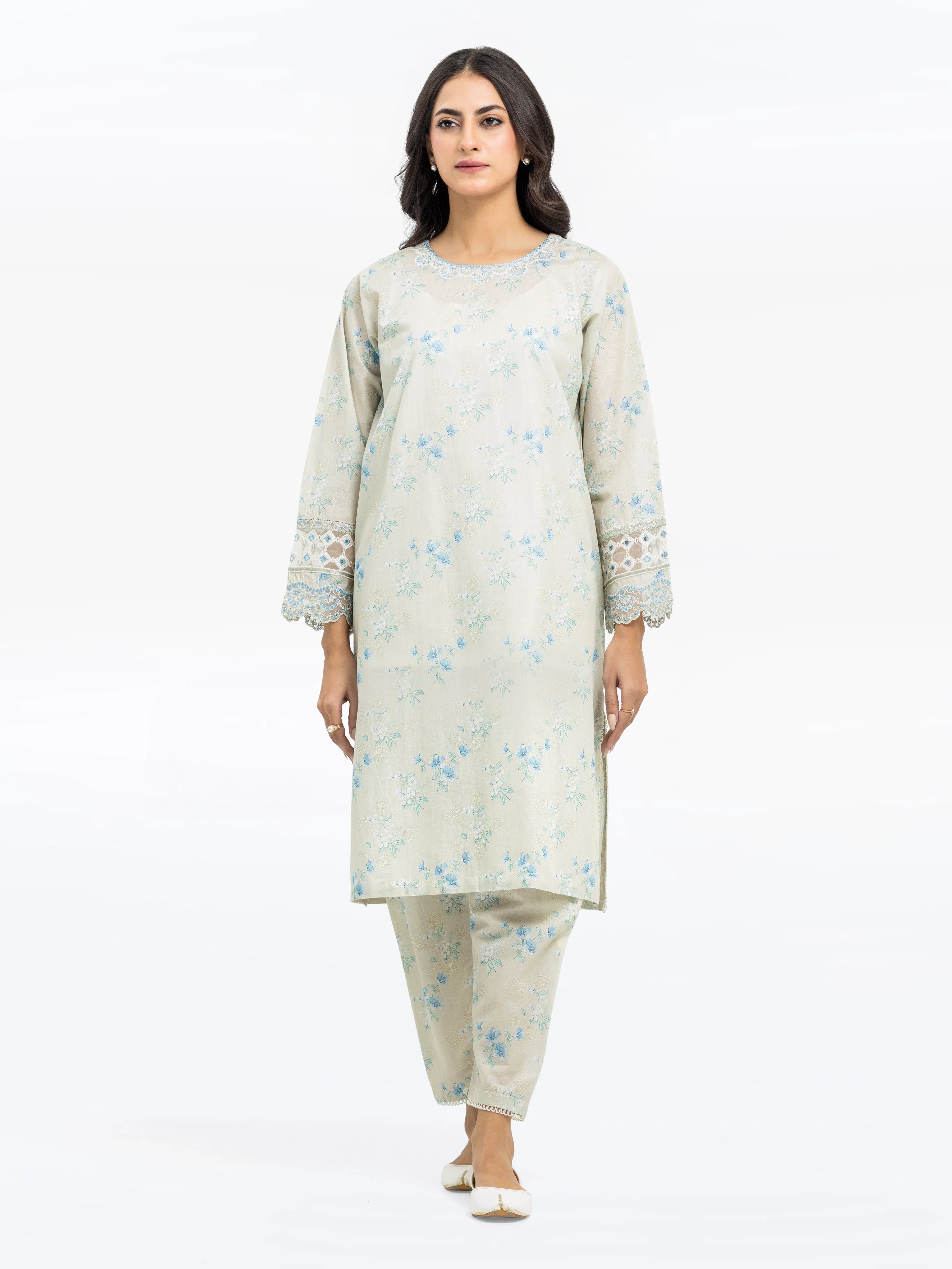 Pret 2Pc Embroidered Cotton Zari Shirt Trouser - EWTKE24-81162ST