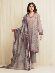 Unstitched Printed Zari Lawn Suit - EWU6M6-039-3P