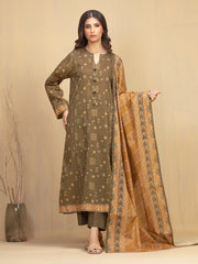 Unstitched Olive Printed Khaddar 3 Piece - EWU5A3-36001-3P