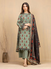 Unstitched Sage Green Printed Khaddar 3 Piece - EWU5M3-018-3P