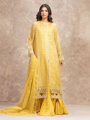 Unstitched Yellow Embroidered Organza 3 Piece - EWU5V4-31260-3P