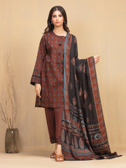 Unstitched Brown Printed Khaddar 3 Piece - EWU5M3-020-3P