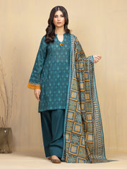 Unstitched Sea Green Printed Khaddar 3 Piece - EWU5A3-35992-3P