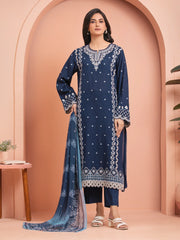 Unstitched Navy Blue Embroidered Dobby 3 Piece - EWU5V7-30265-3P