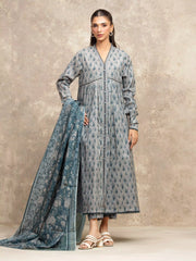 Unstitched Grey Printed Khaddar 3 Piece - EWU5A3-36119-3P