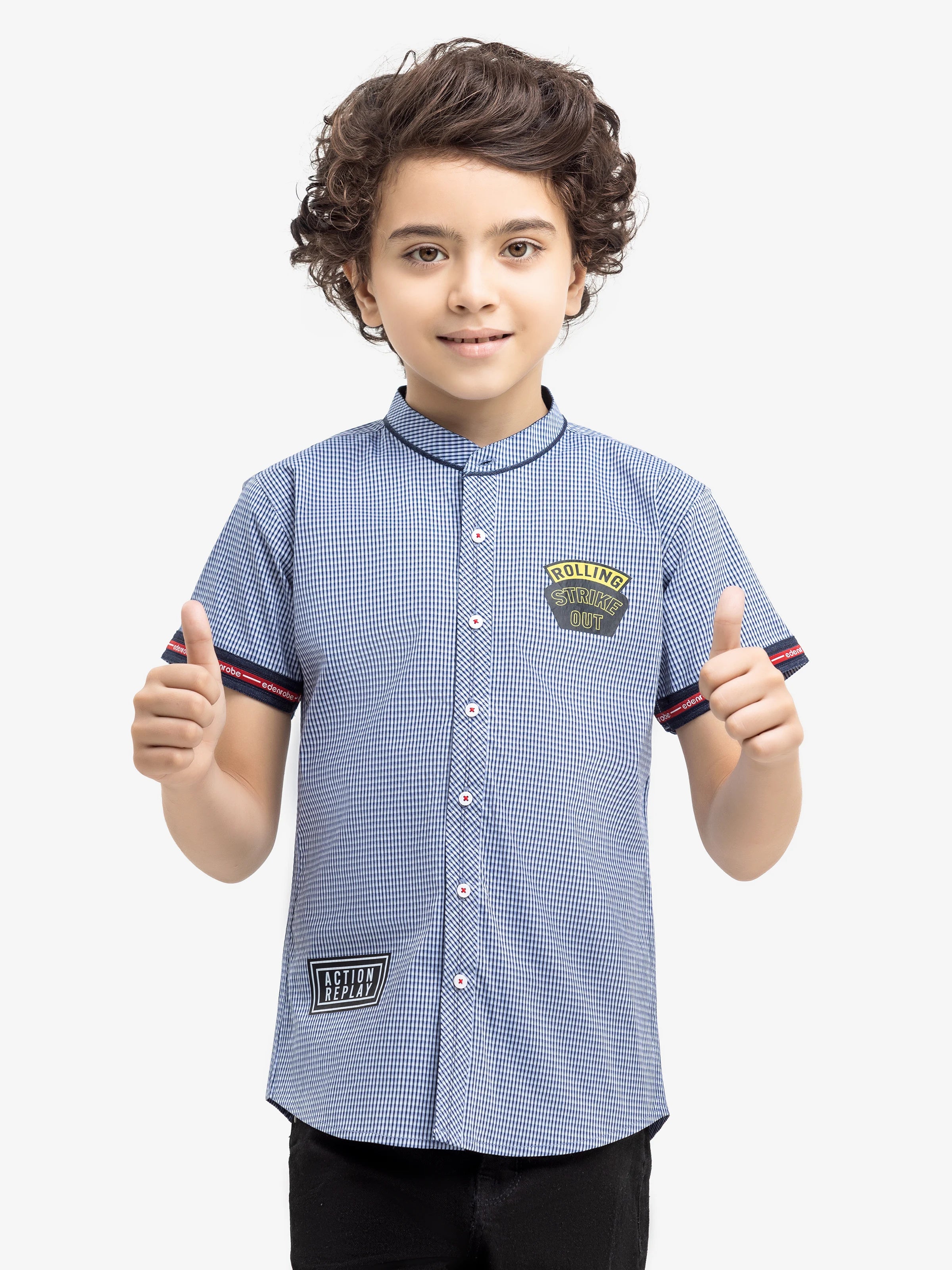 Boy's Blue & Navy Shirt - EBTS5-27588