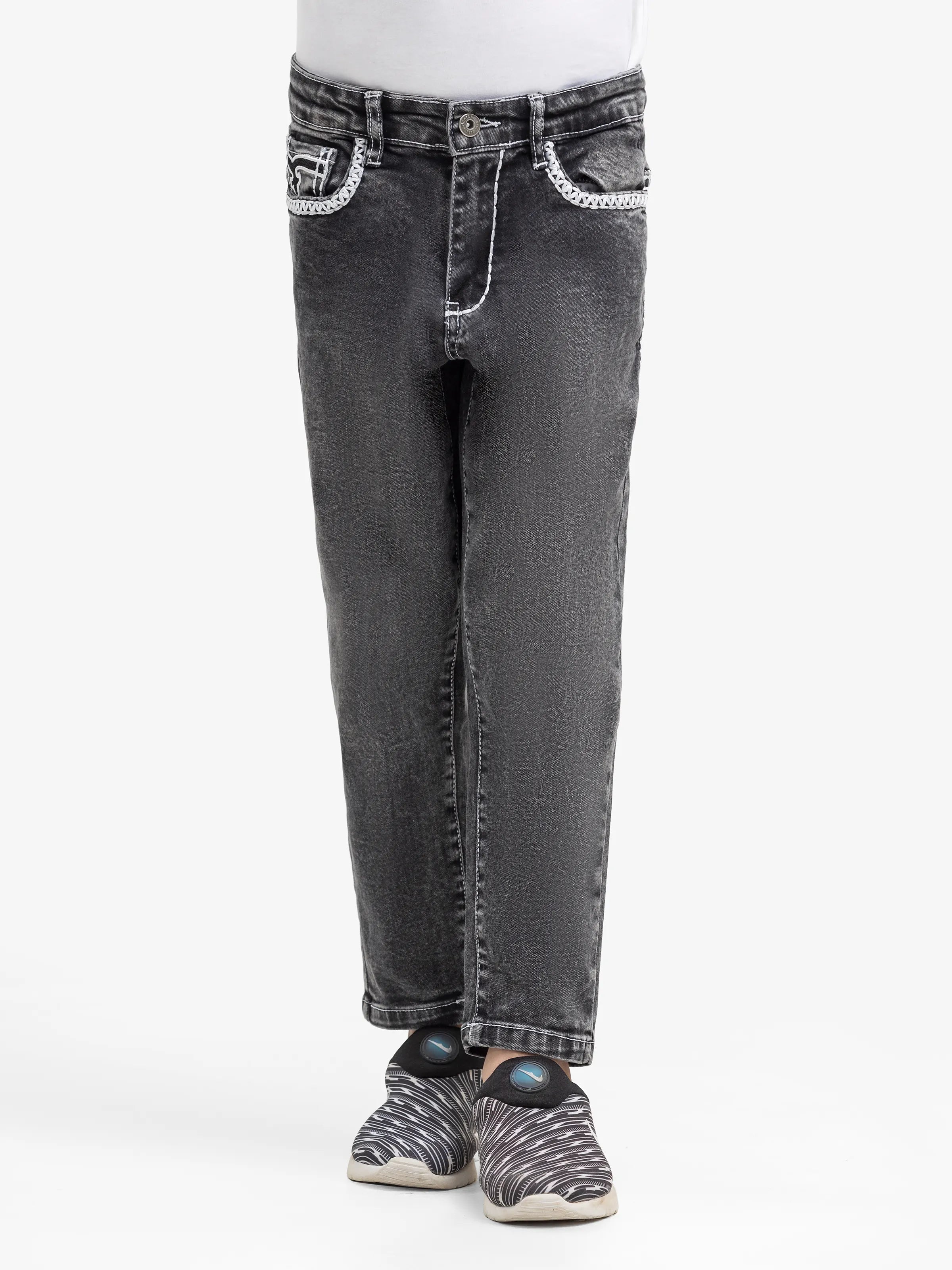 Boy's Charcoal Denim Pant - EBBDP5-002