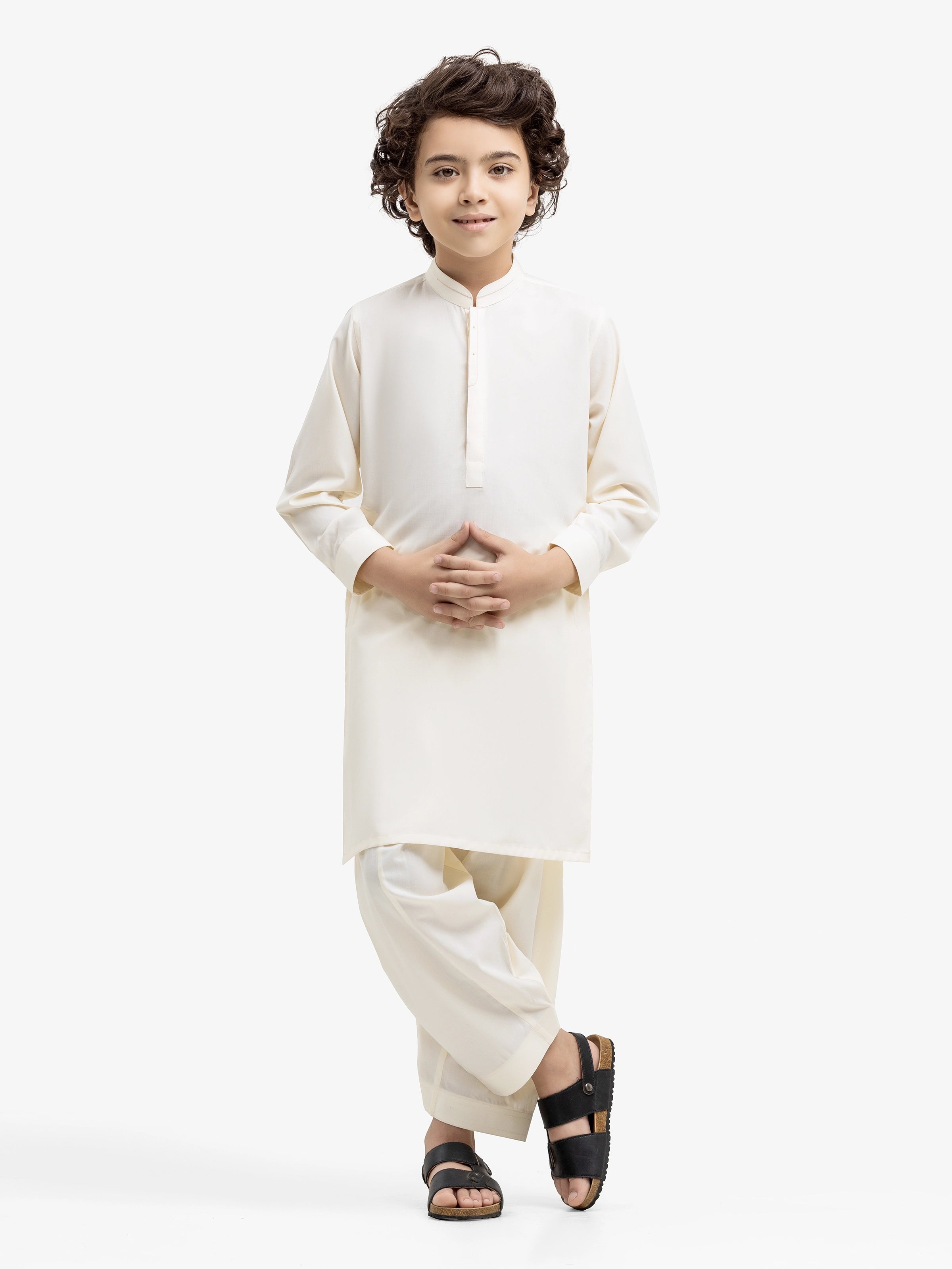 Boy's Cream Kurta Shalwar - EBTKS5-4027