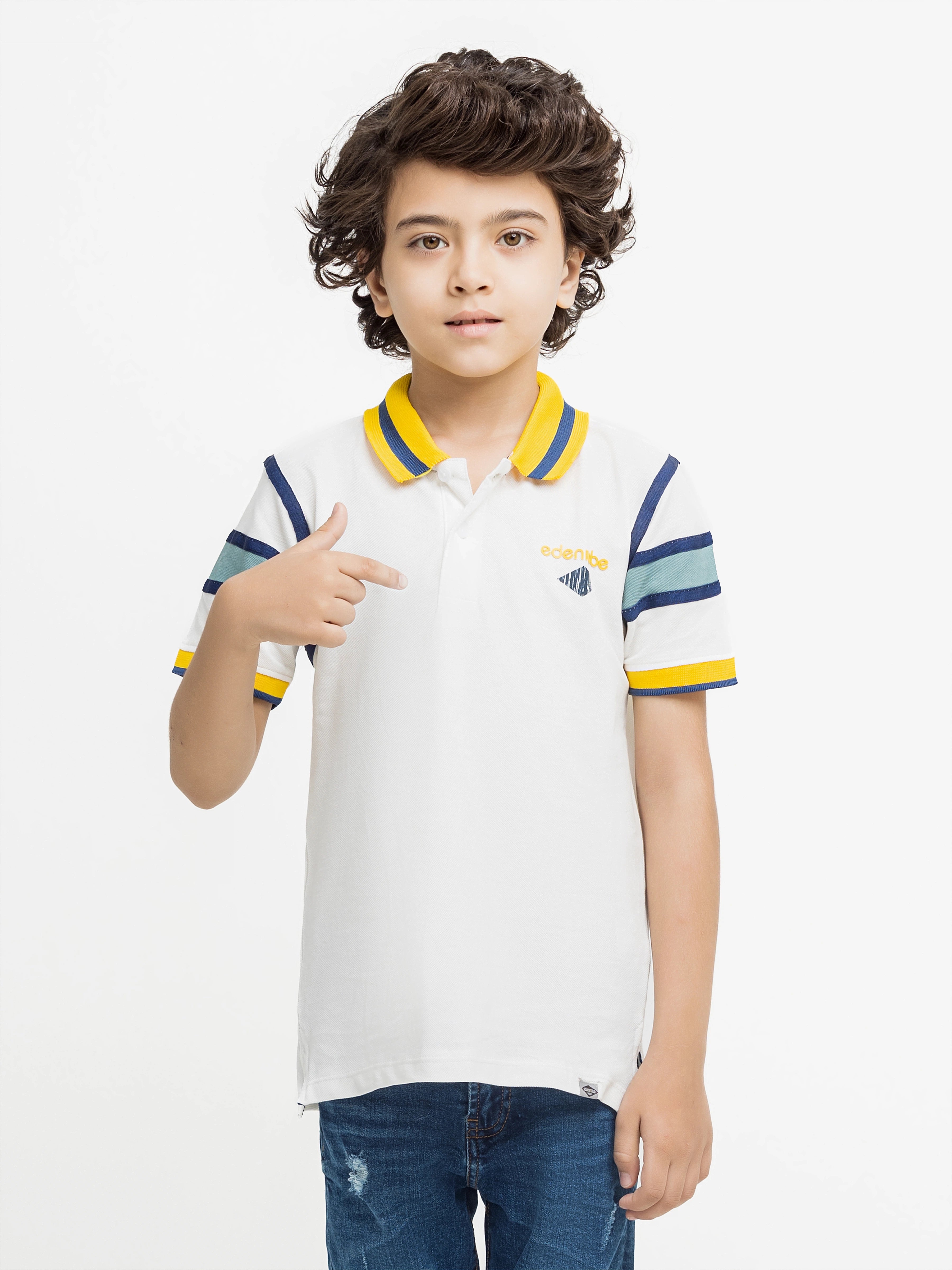 Boy's Off White Polo Shirt - EBTPS5-010