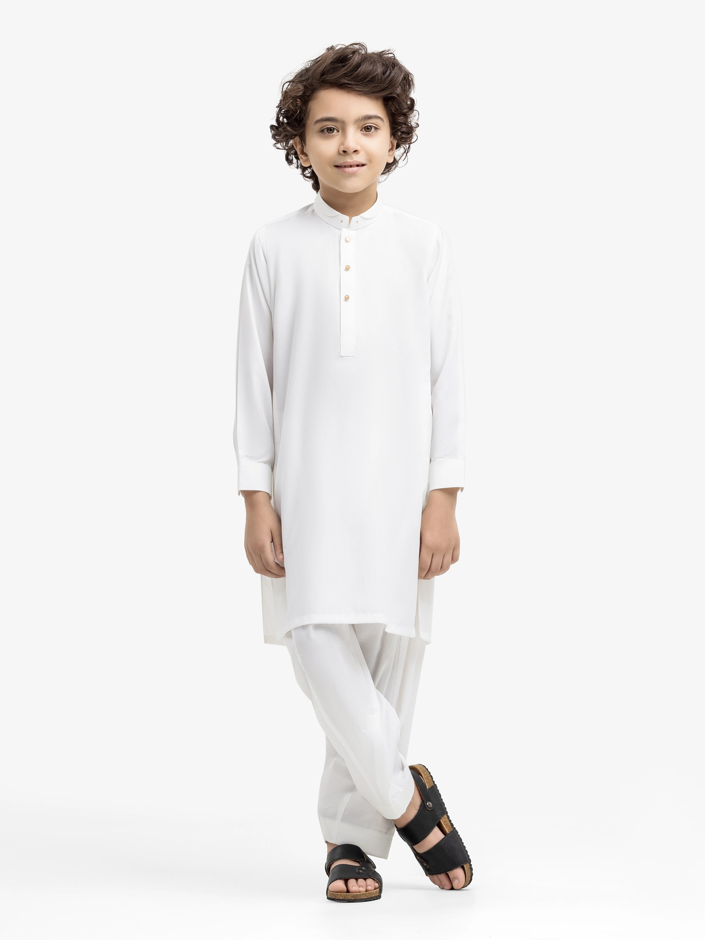 Boy's Off White Kurta Shalwar - EBTKS5-4025