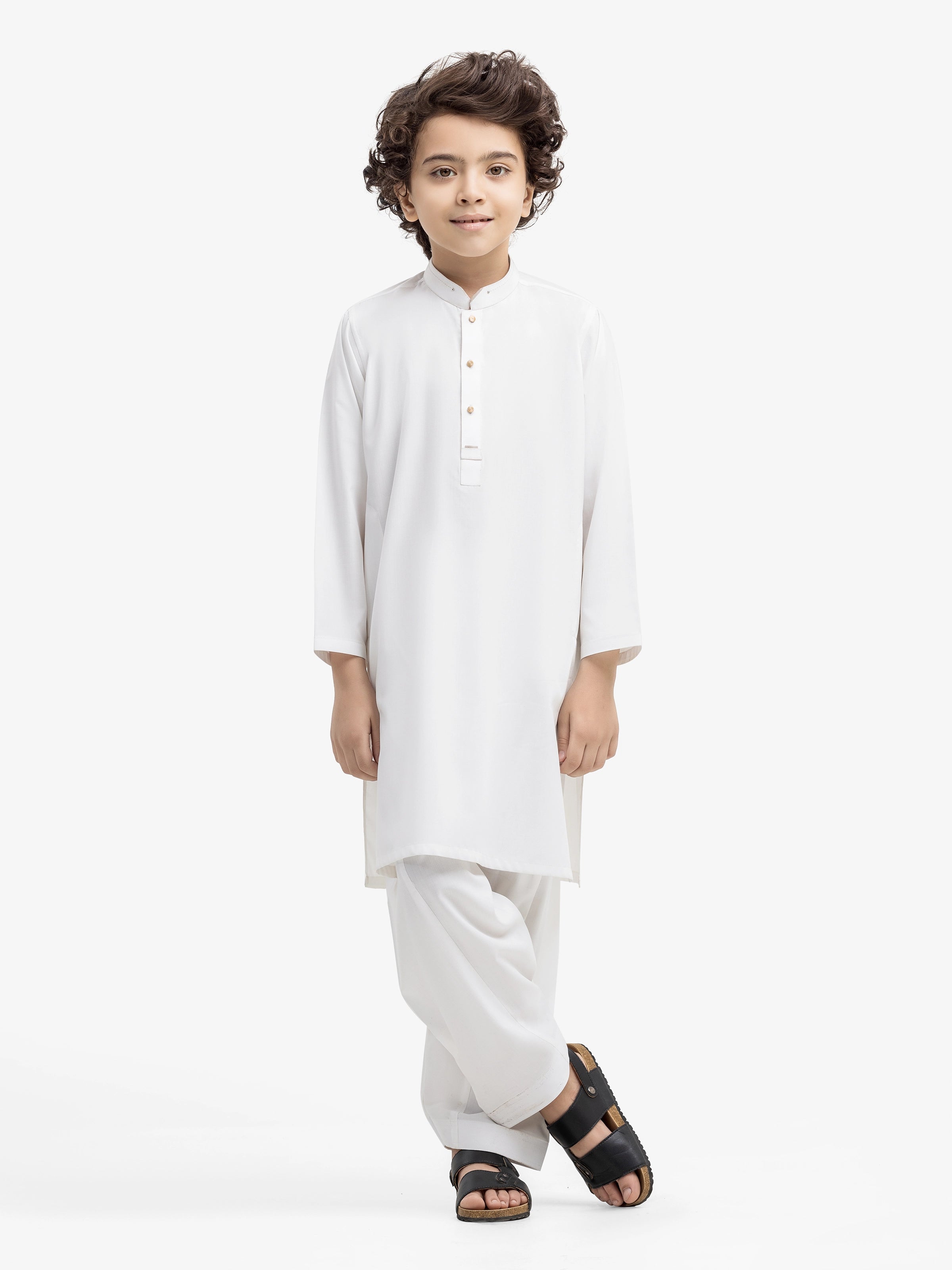 Boy's Off White Kurta Shalwar - EBTKS5-4026