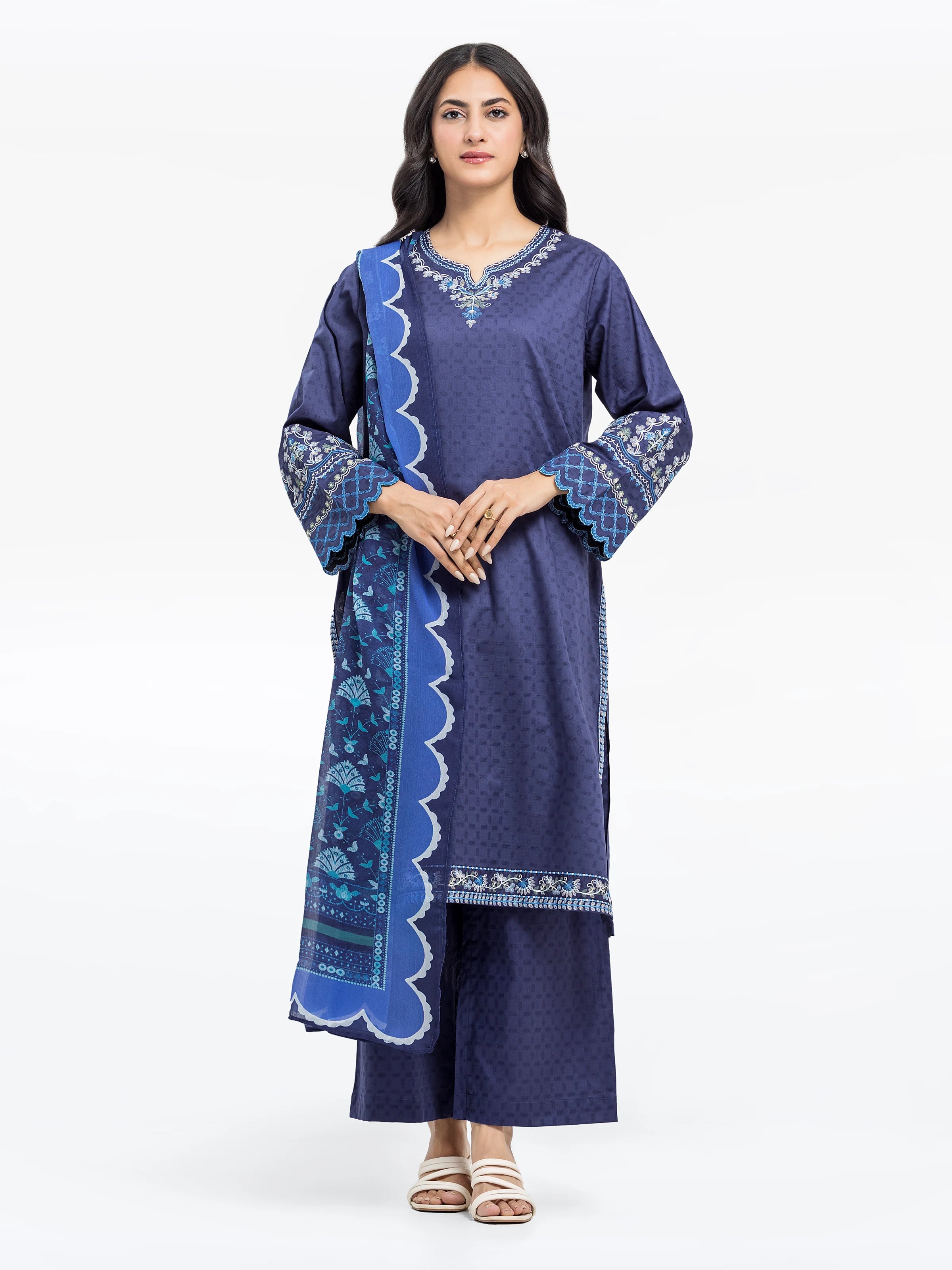 Pret 3Pc Embroidered Dobby Suit - EWTKE24-81337-3P