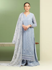 Unstitched Steel Grey Embroidered Chiffon 3 Piece - EWU5V5-31303-3P