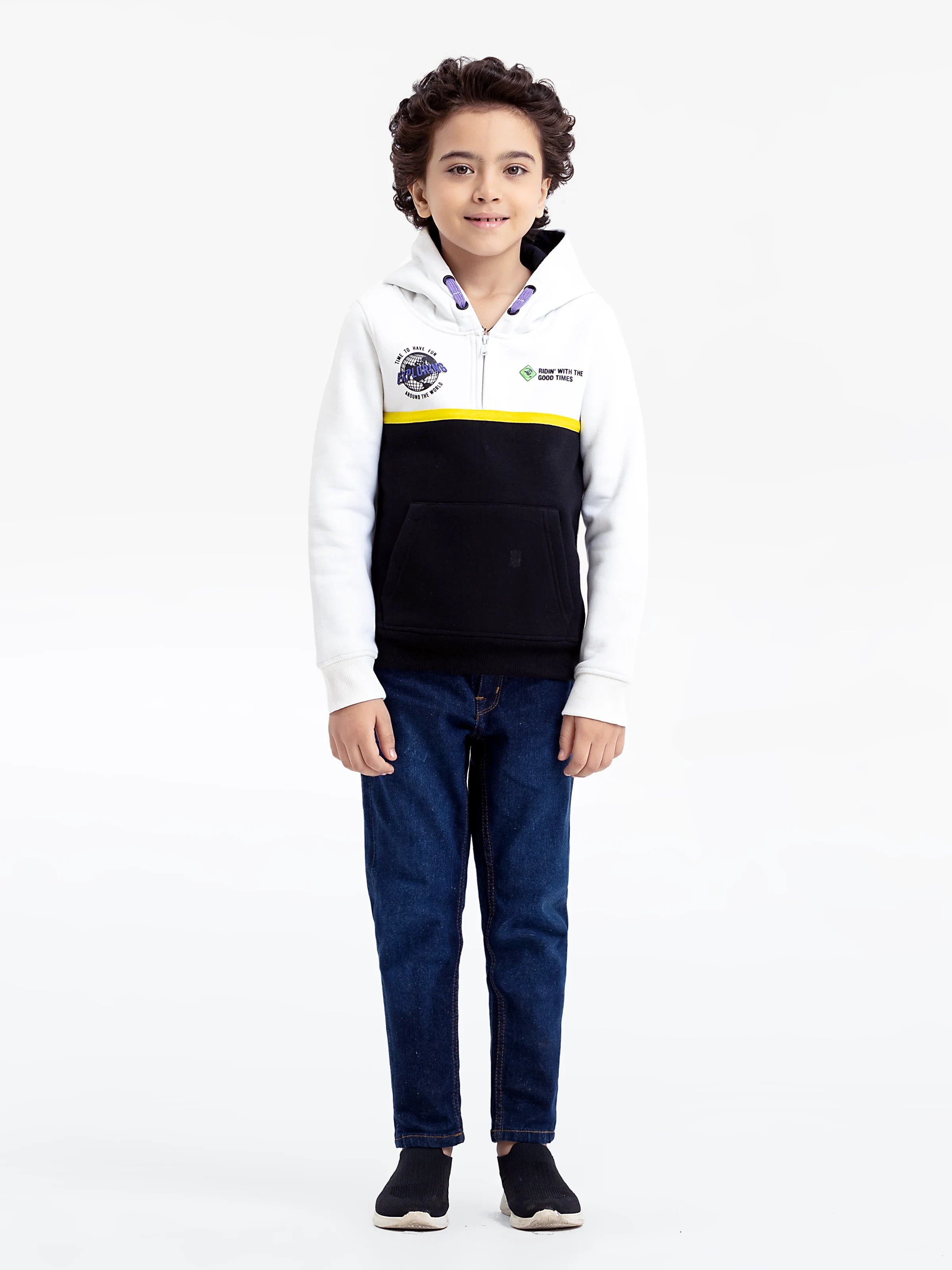 Boy's White & Black Hoodie - EBTH23-004