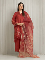 Unstitched Embroidered Raw Silk Suit - EWU6V16-33537-3P