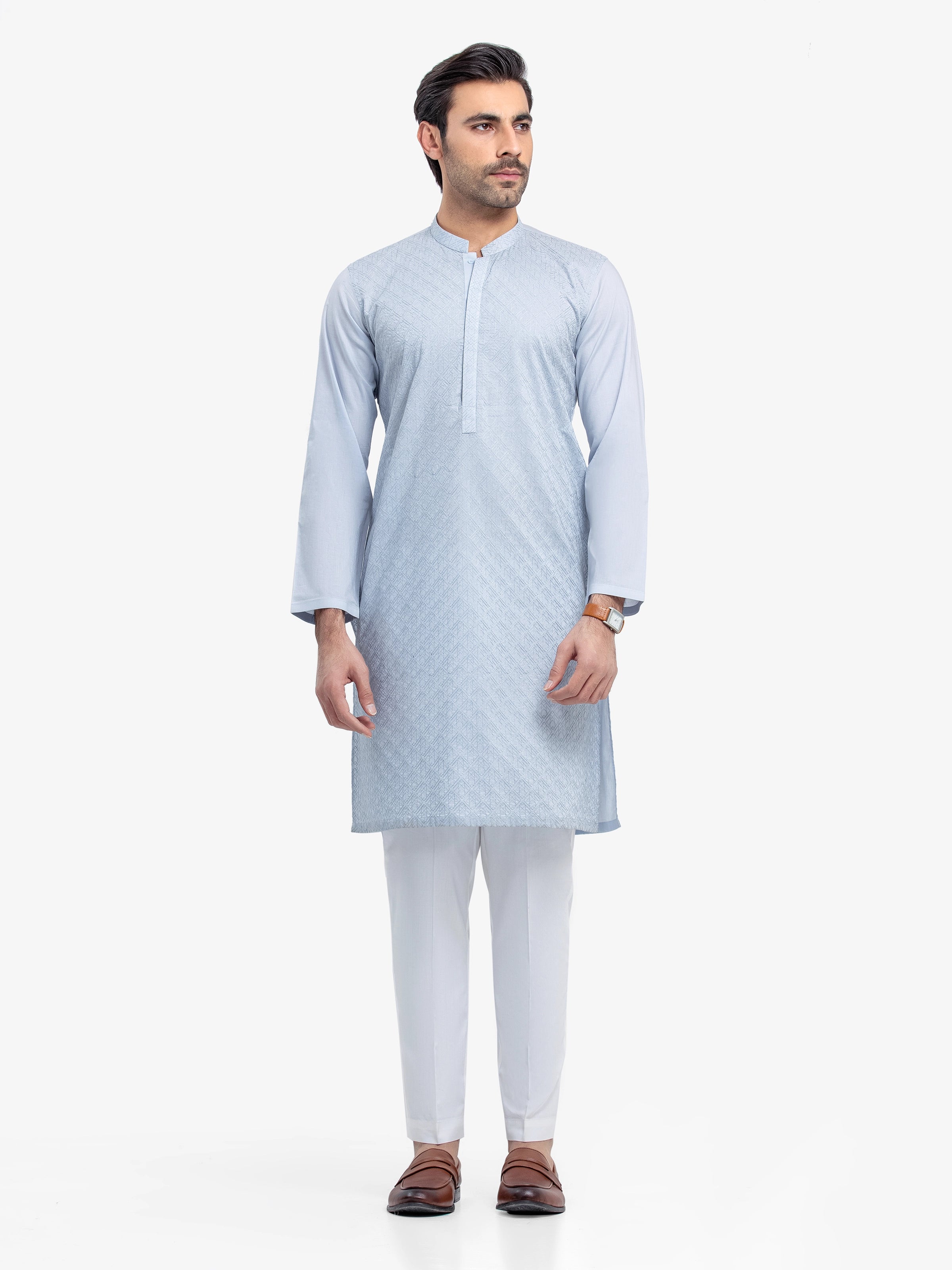 Men's Ice Blue Kurta - EMTK25-99491