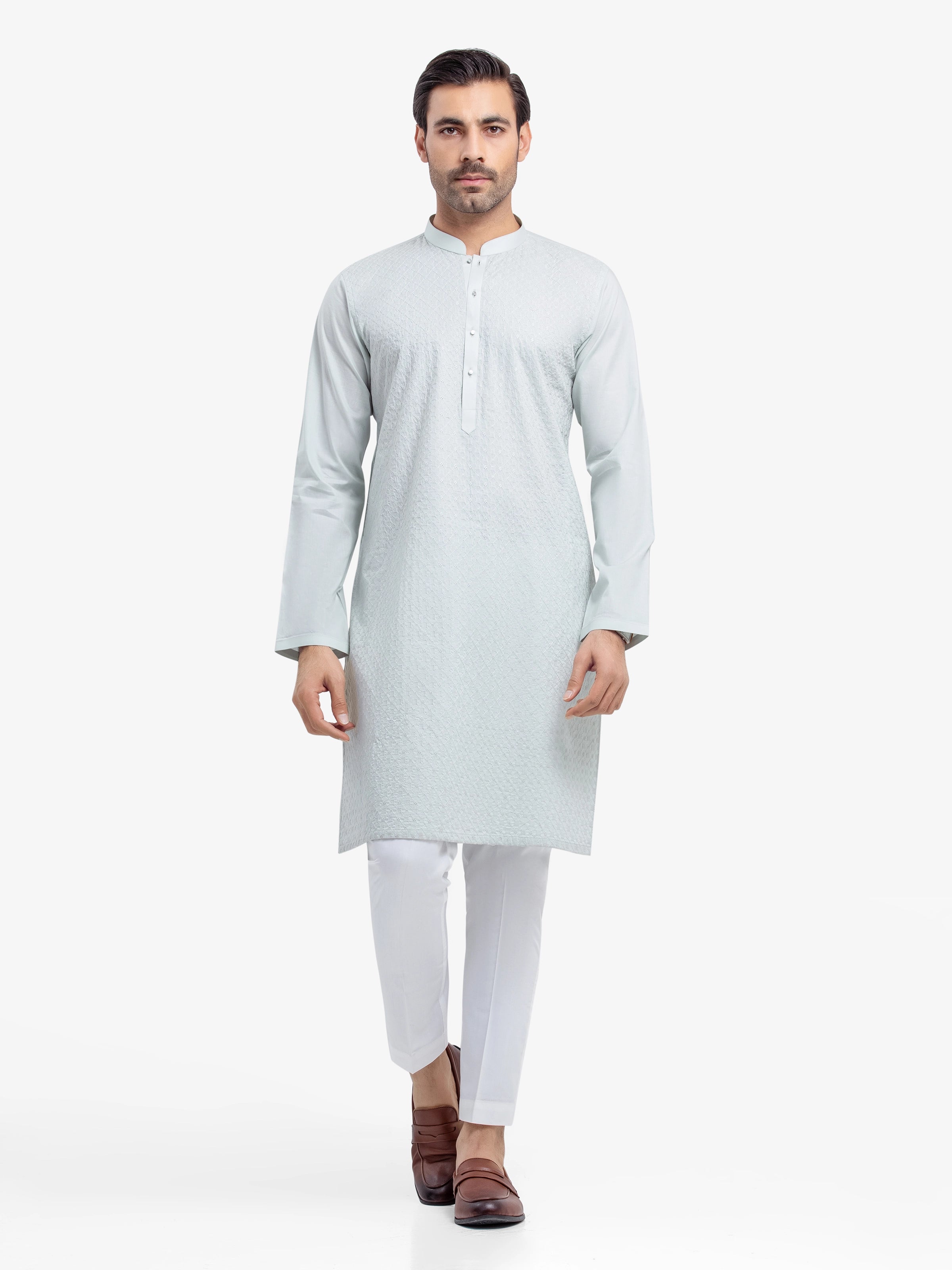 Men's Mist Green Kurta - EMTK25-99511