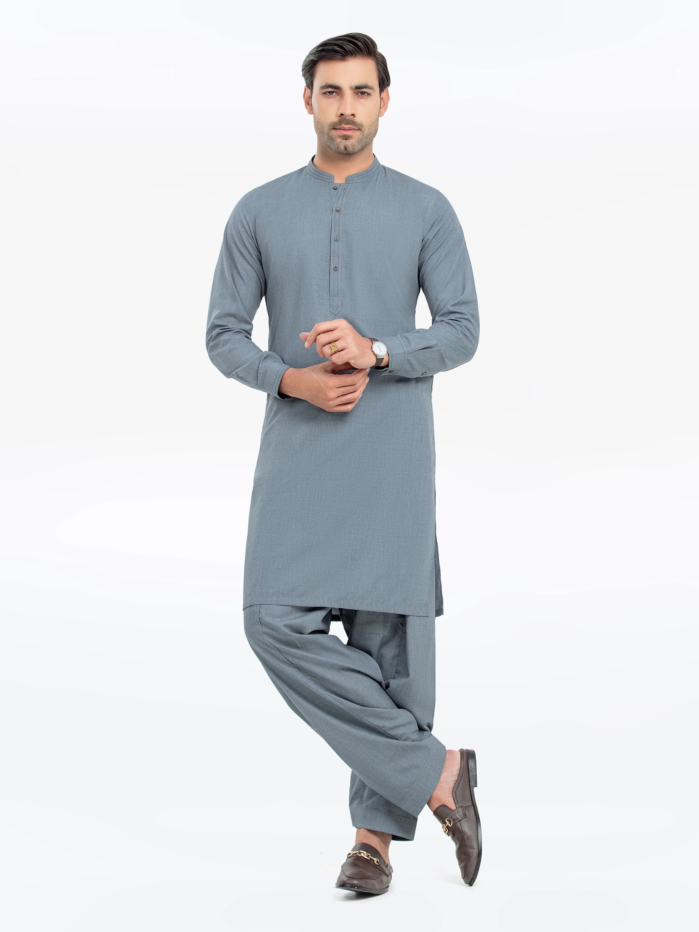 Men's Light Blue Kurta Shalwar - EMTKS24-41124