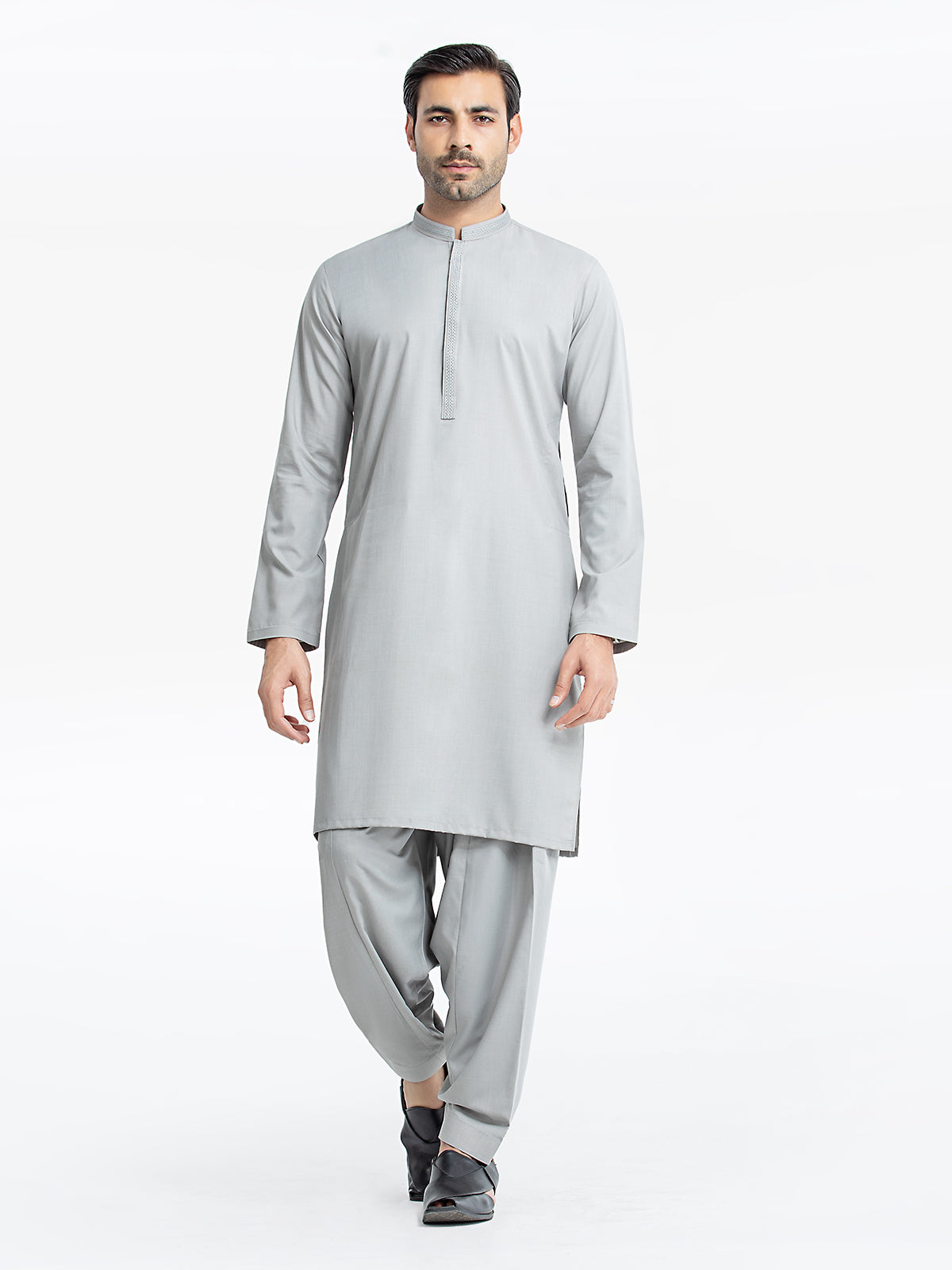 Men's Grey Kurta Shalwar - EMTKS24-41100