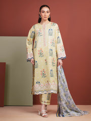Unstitched Light Yellow Embroidered 3 Piece - EWU5V1-31498-3P