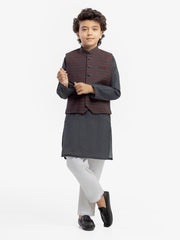 Boy's Dark Grey Waist Coat Suit - EBTWCS5-25212