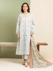 Unstitched Ice Blue Printed Lawn 3 Piece - EWU5A1-35072-3P