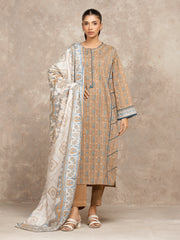 Unstitched Fawn Printed Khaddar 3 Piece - EWU5M3-012-3P