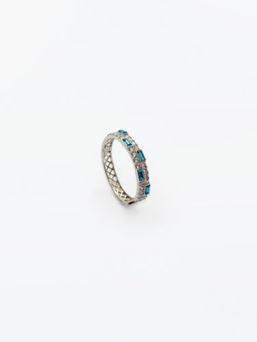 Sliver Blue Hoop Earrings - EAWE5-015