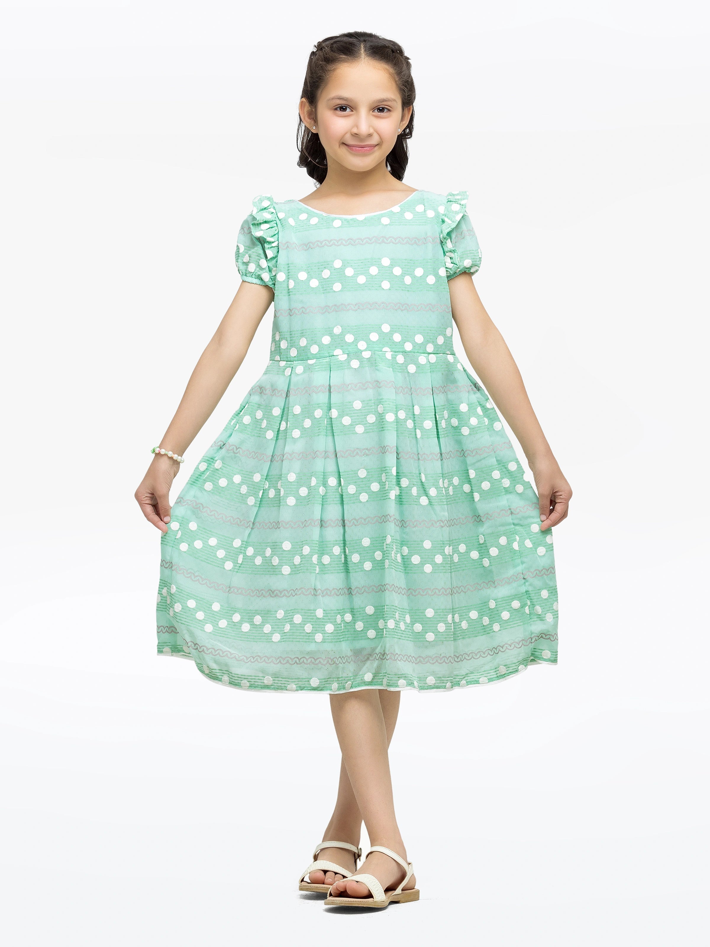 Girl's Light Green Frock - EGTF24S-200085