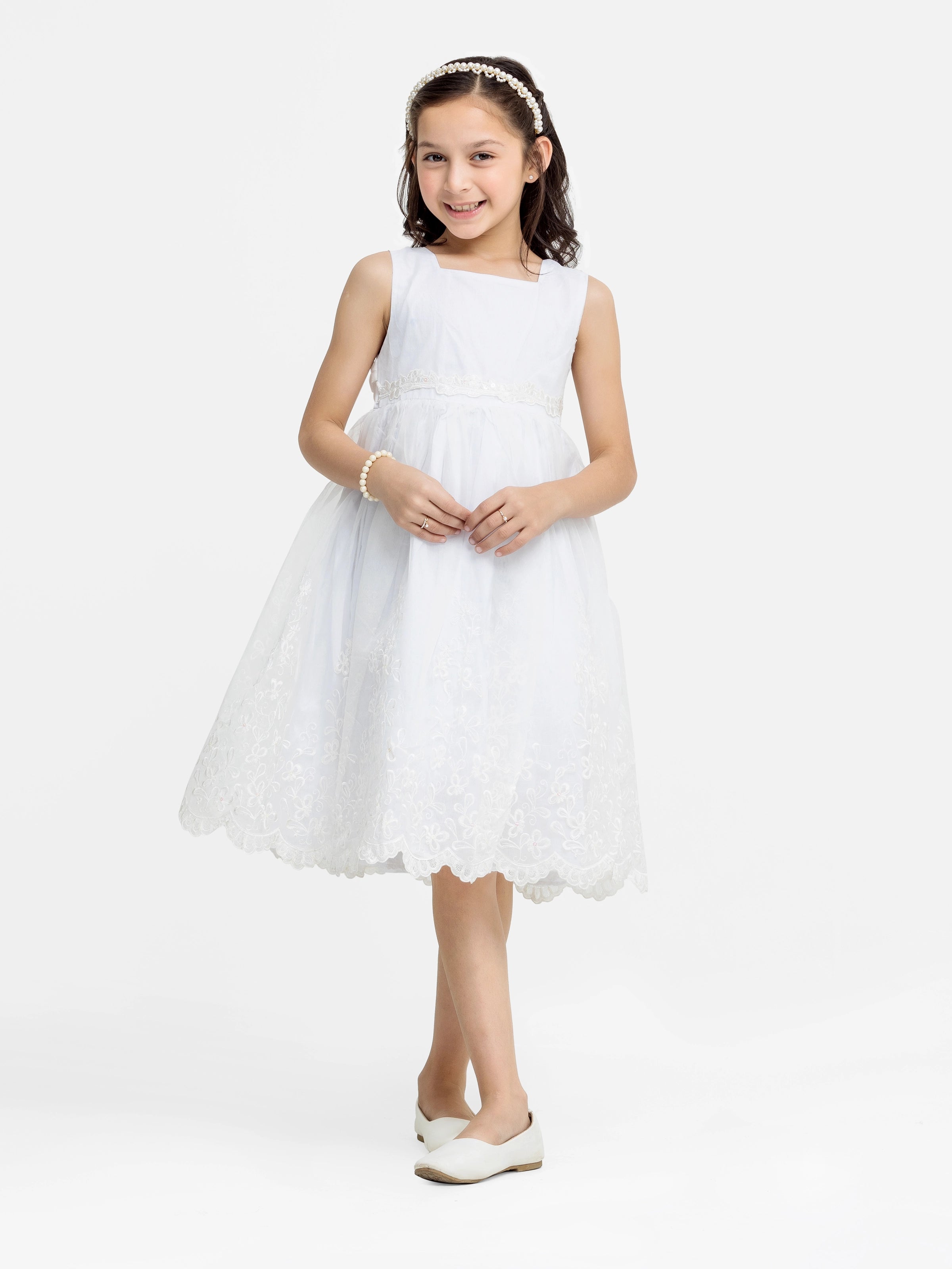 Girl's White Frock - EGTF24-200082