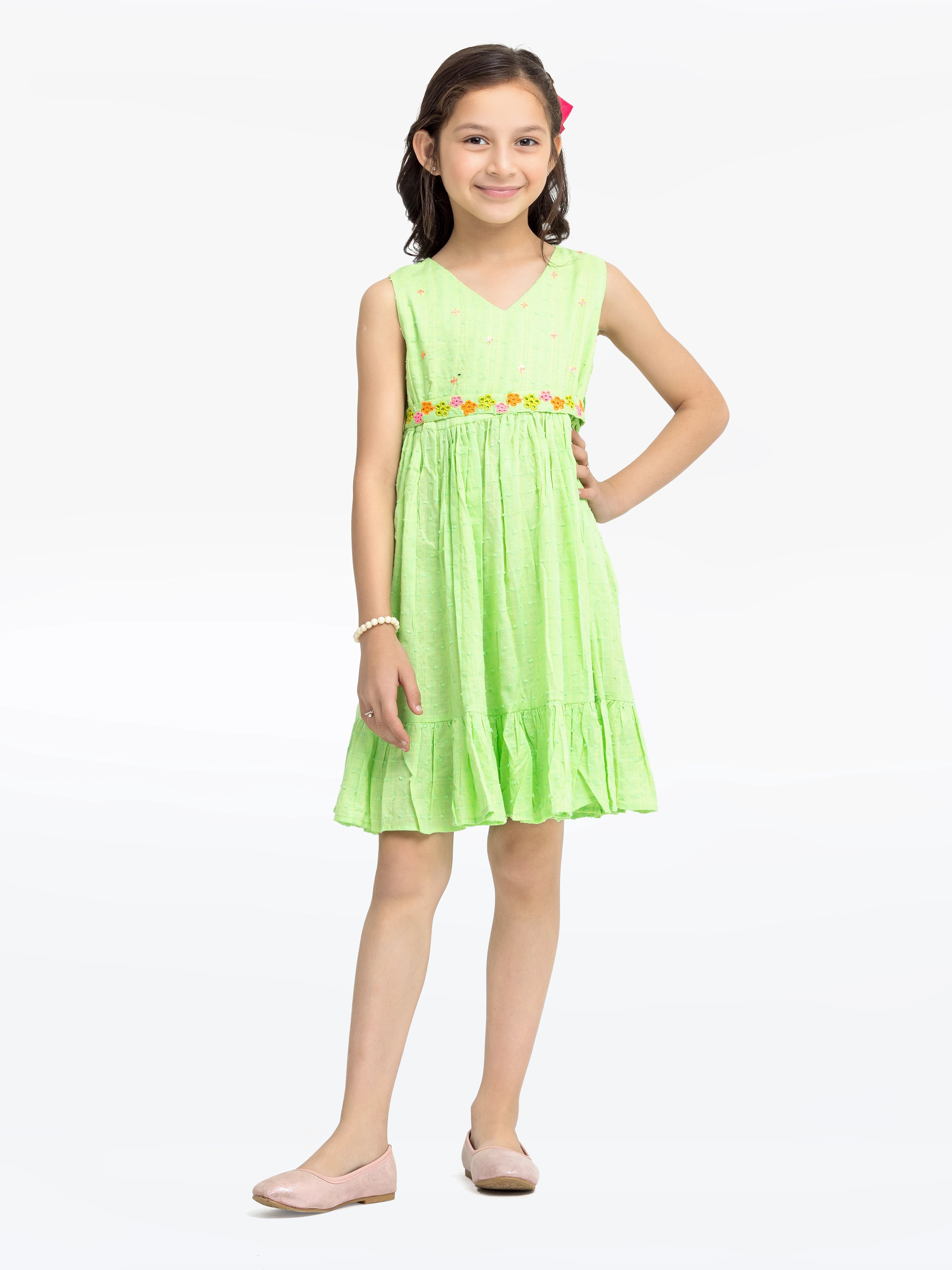 Girl's Light Green Frock - EGTF24S-200097