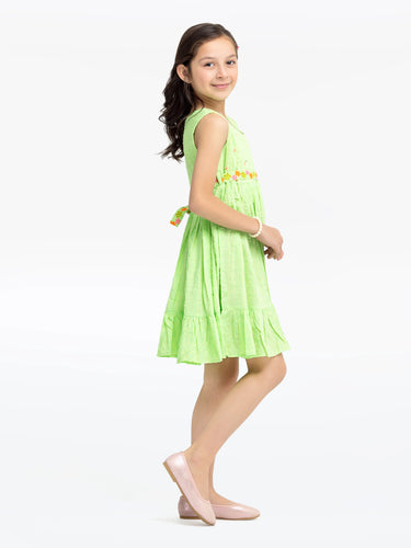 Girl's Light Green Frock - EGTF24S-200097
