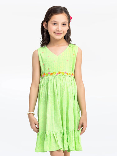 Girl's Light Green Frock - EGTF24S-200097
