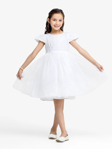 Girl's White Frock - EGTF24-200075