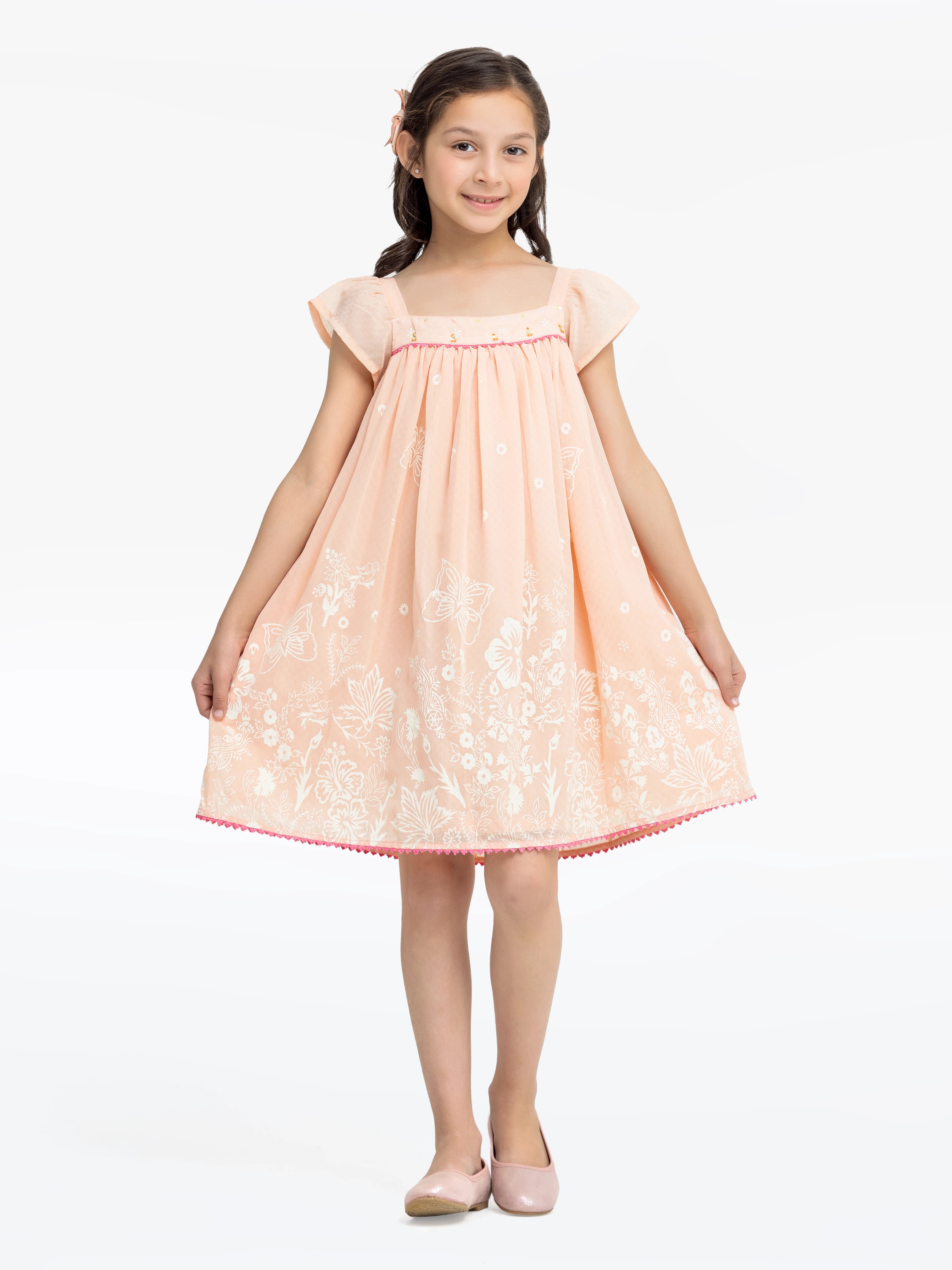 Girl's Peach Frock - EGTF24S-200089