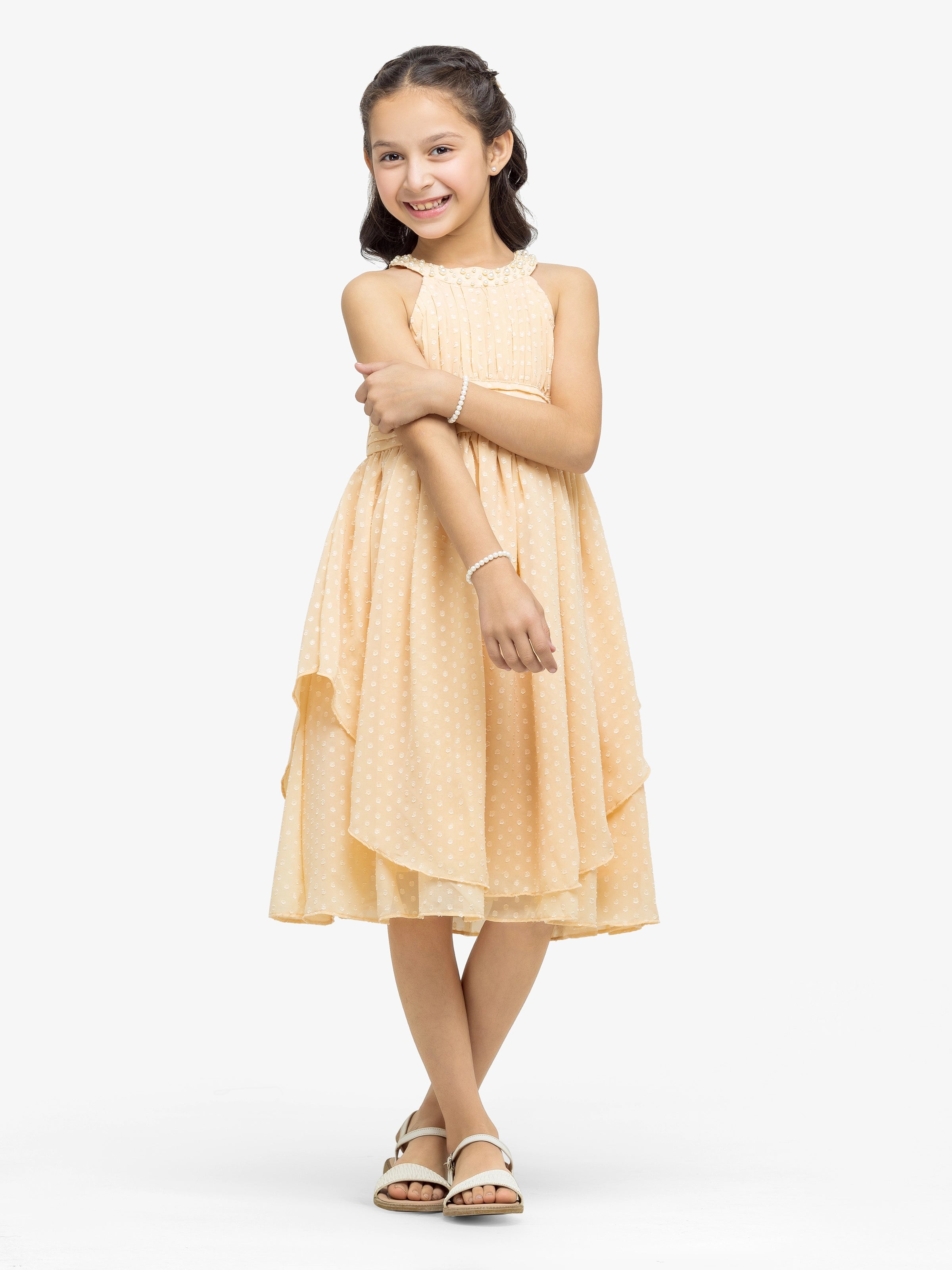 Girl's Light Peach Frock - EGTF24S-200095