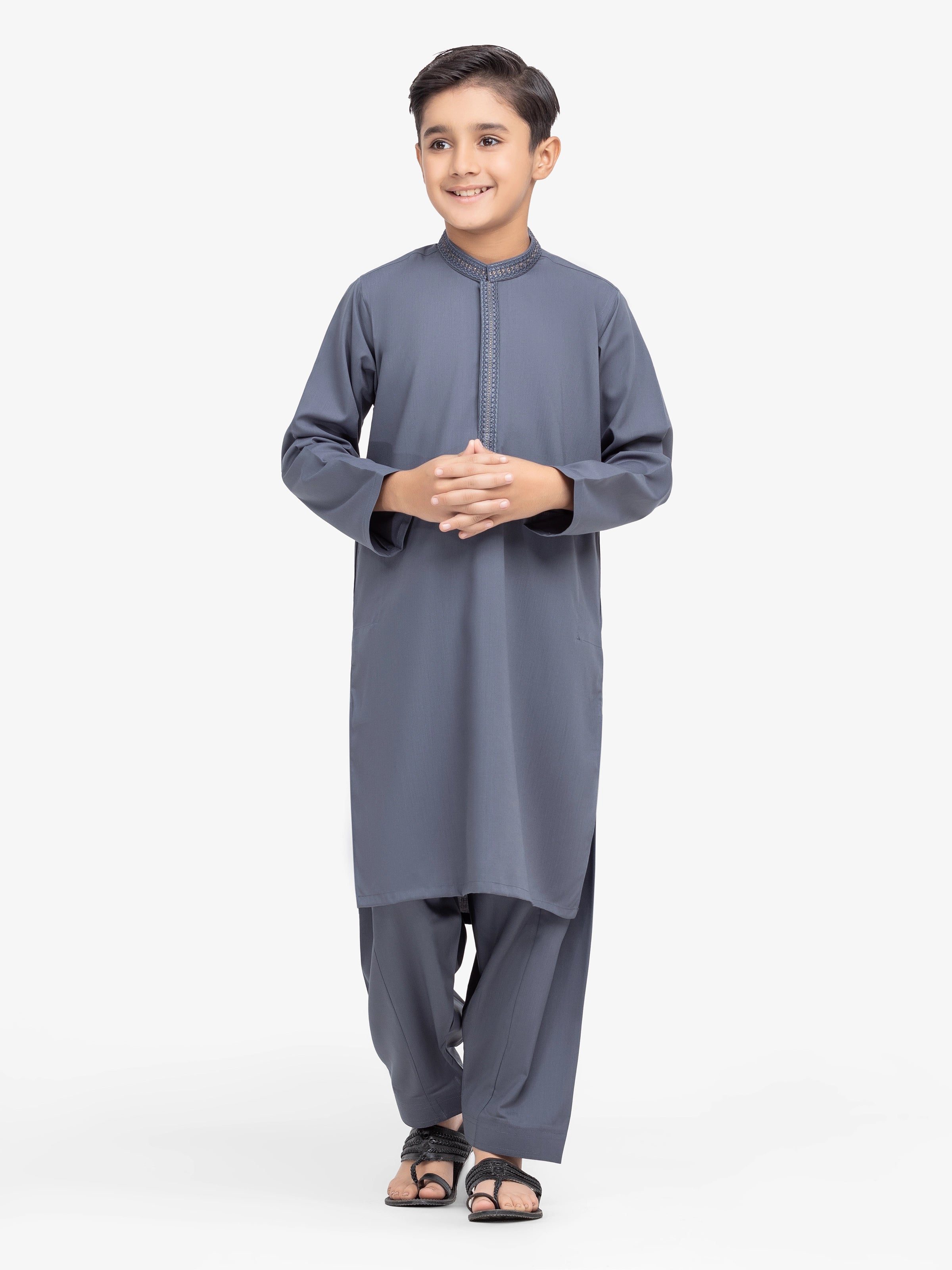 Boy's Slate Grey Kurta Shalwar - EBTKS5-4010