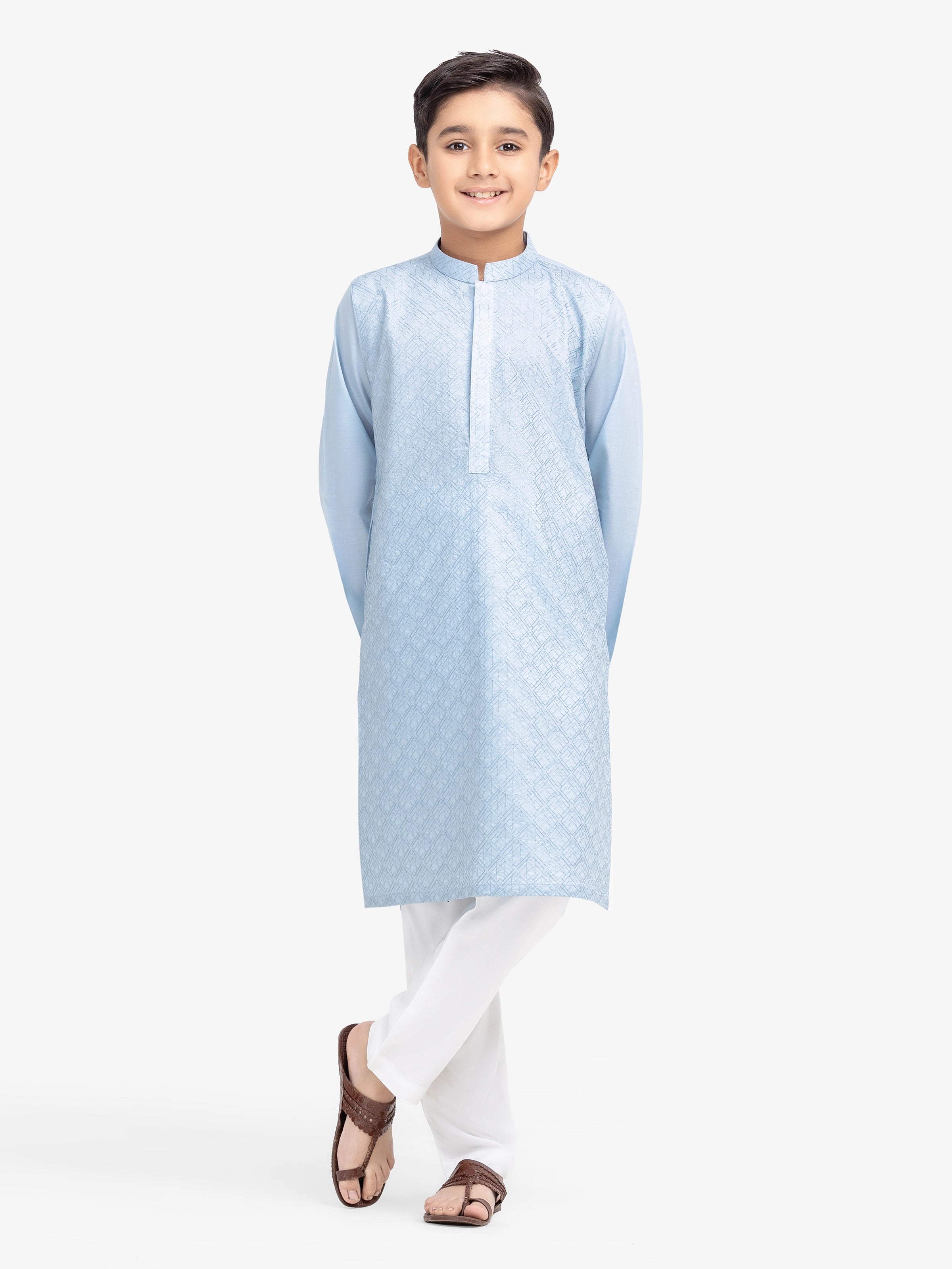 Boy's Ice Blue Kurta - EBTK25-4000