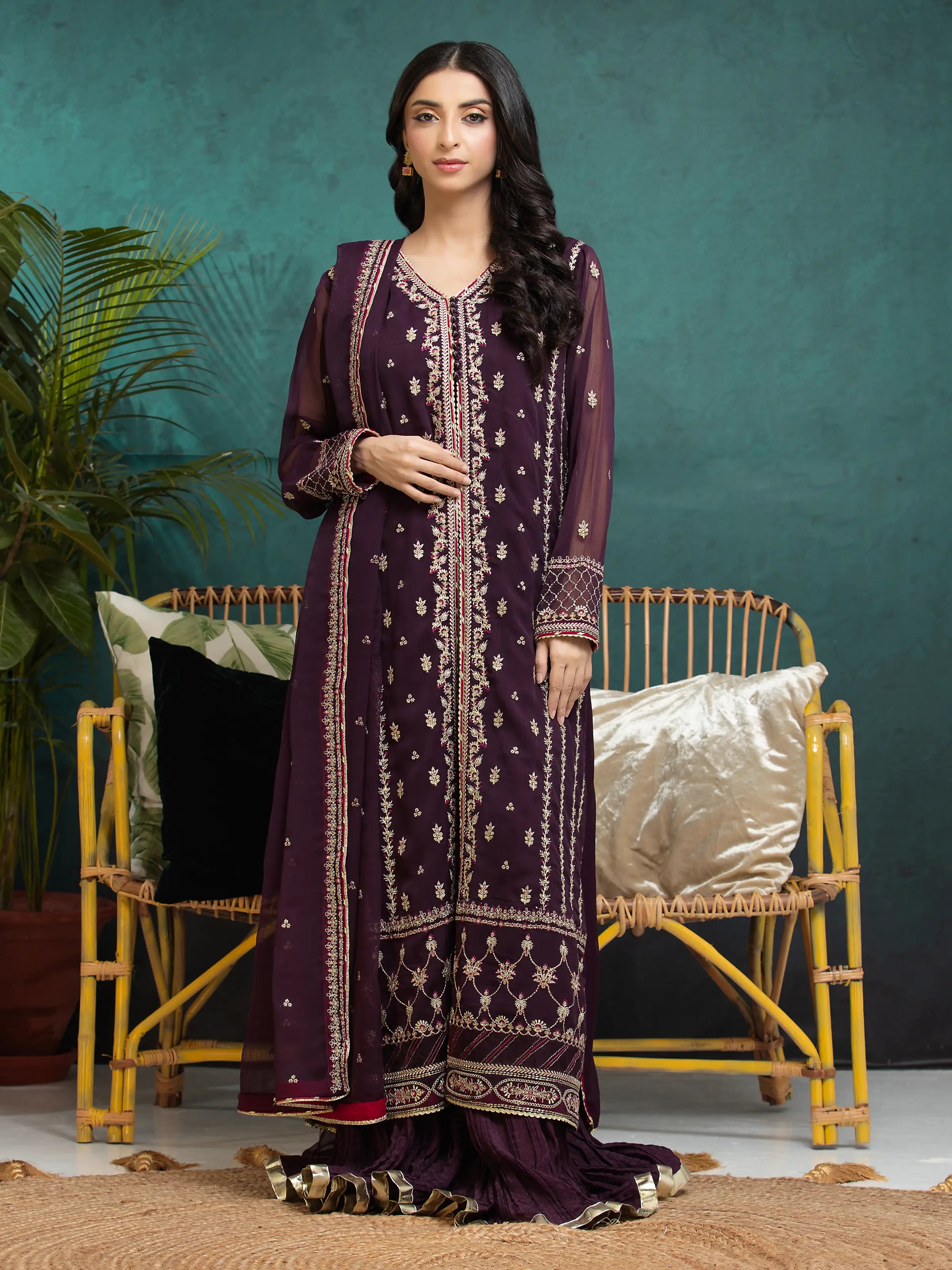 Eden Robe Advertisement edenrobe Women's Dark Purple Unstitched 3Pc Chiffon - EWU24V5-30328-3P ...