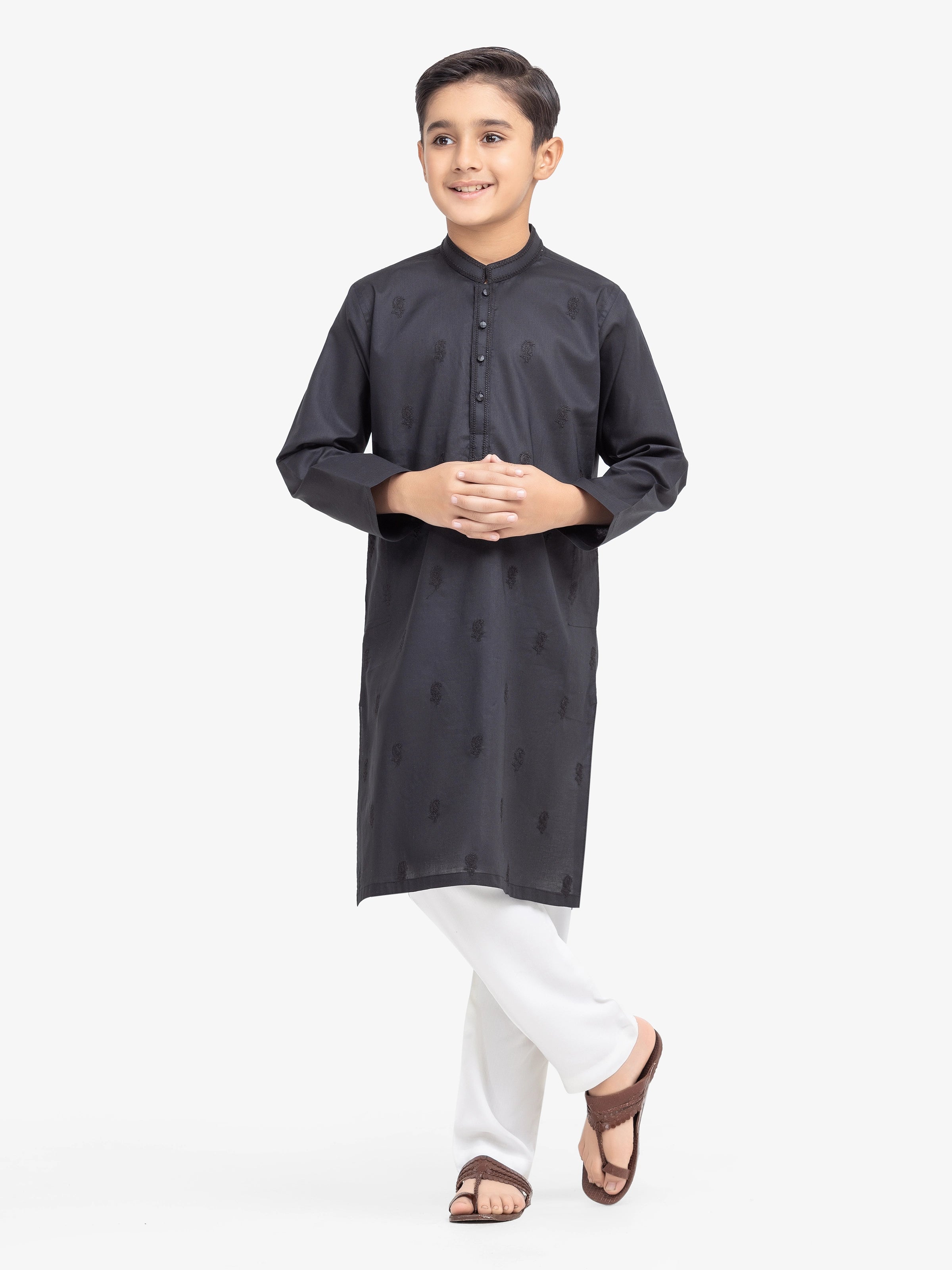 Boy's Black Kurta - EBTK25-4003