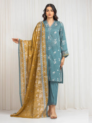 Unstitched Printed Zari Lawn Suit - EWU6M6-029-3P
