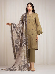 Unstitched Printed Zari Lawn Suit - EWU6M6-020-3P