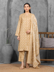 Unstitched Dark Beige Printed Cambric 3 Piece - EWU5A2-35853-3P